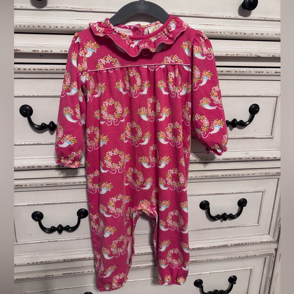 Pink Floral Toddler Romper